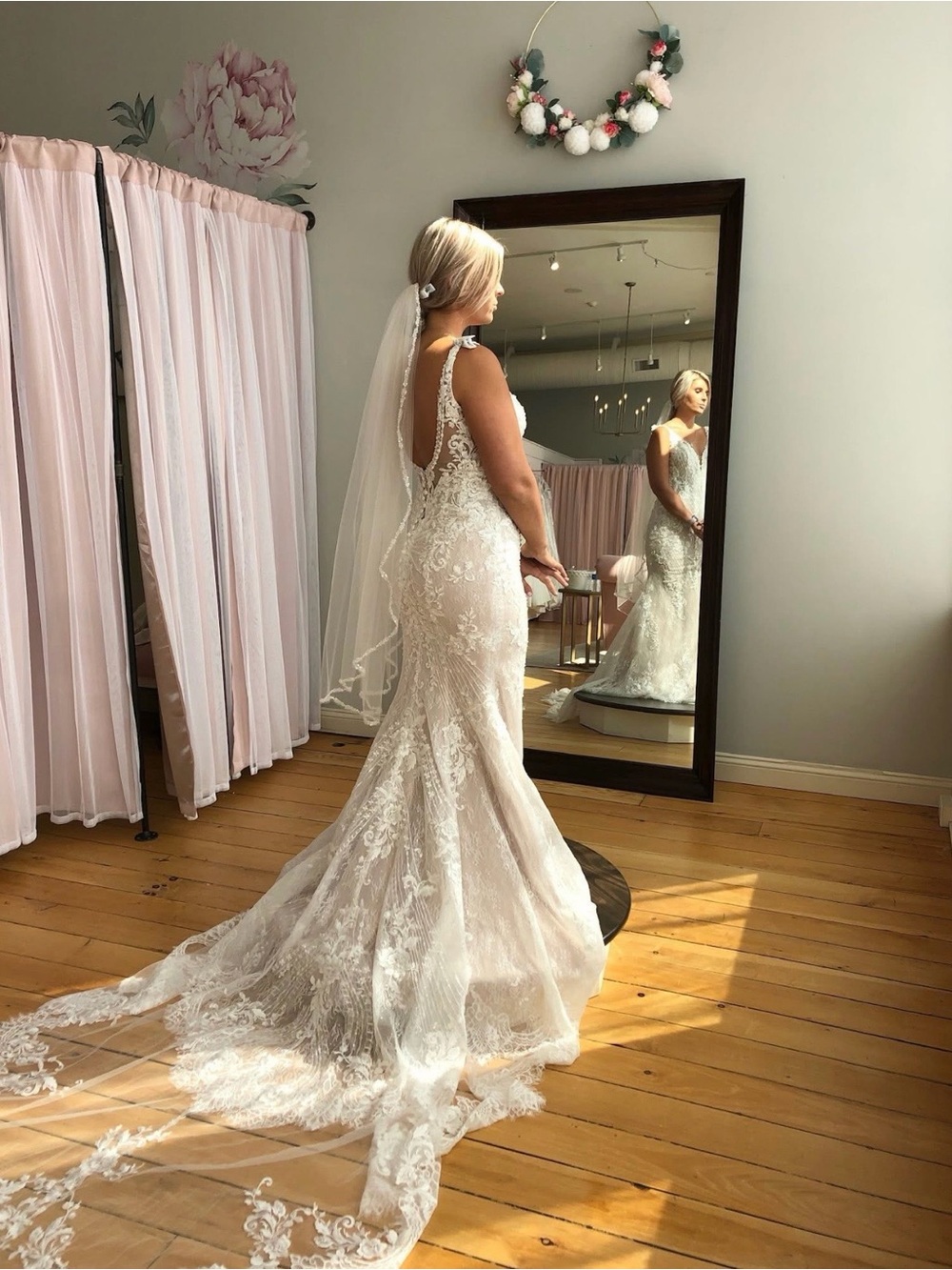Lace Fit & Flare Wedding Dress in Ivory